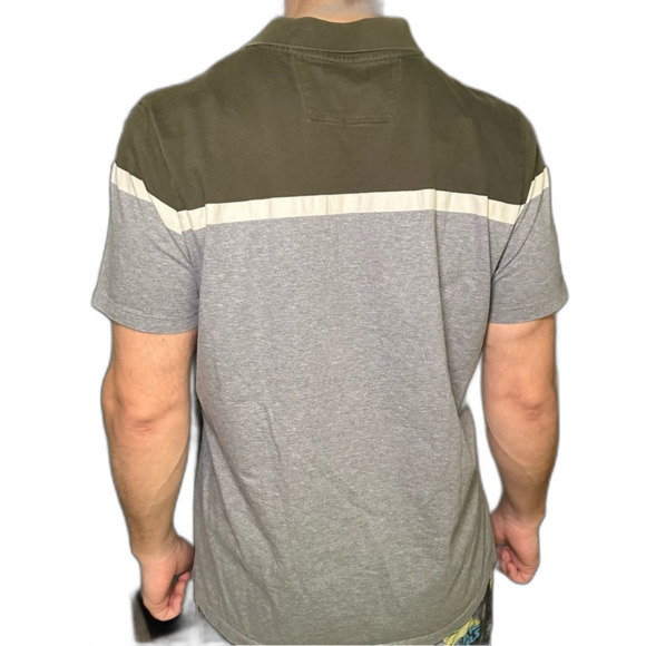 Banana Republic Gray and Olive Green Polo Shirt with Color-Blocking - Picture 4 of 6